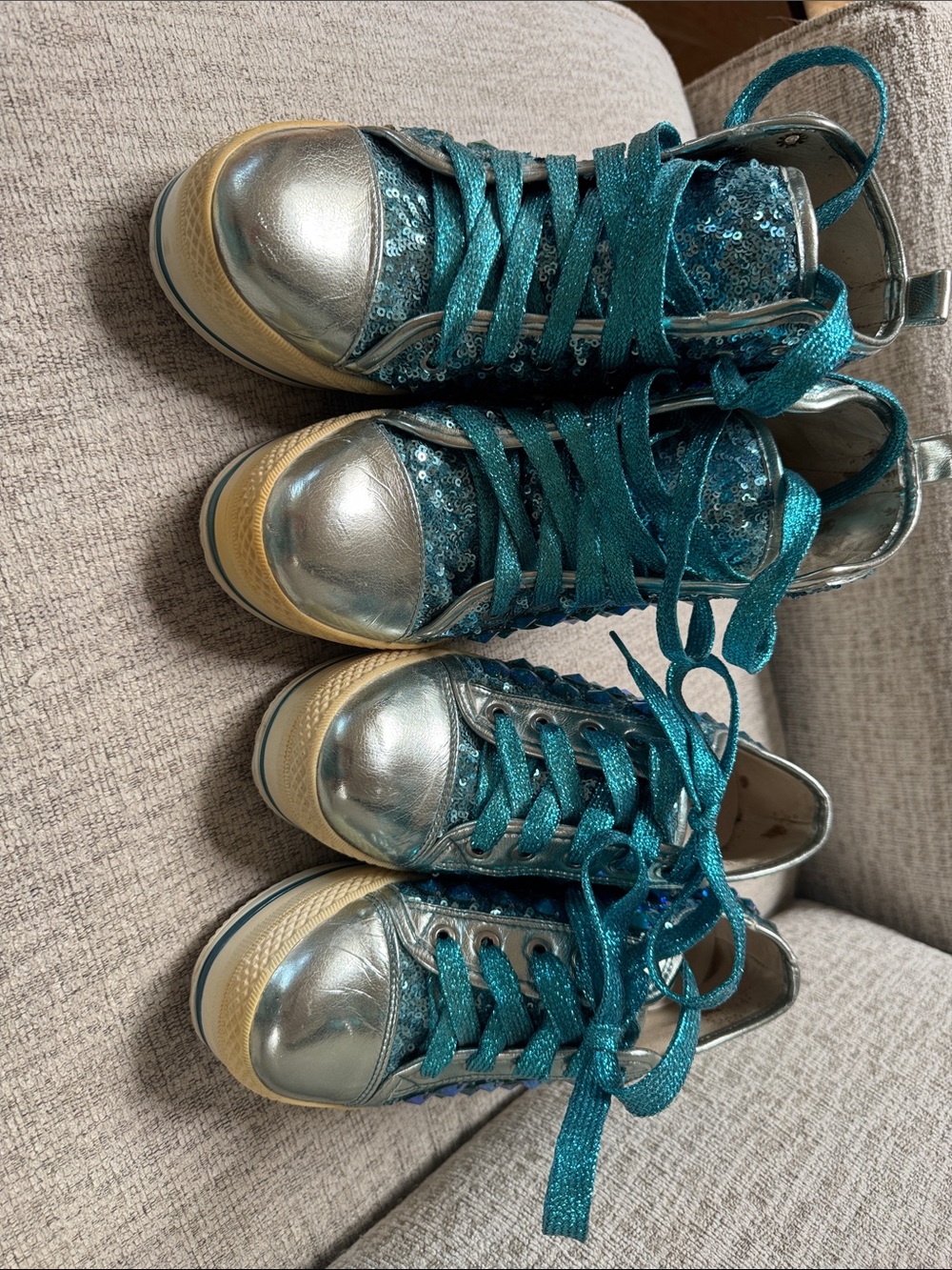 Sparkling Teal High-Top Sneakers for Women